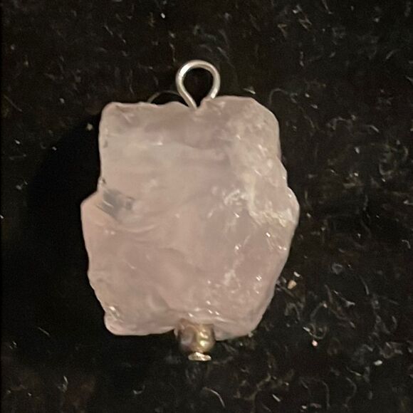Moon Magic 1”/1.05 carat raw rose quartz pendant with jump hoop - Picture 1 of 14
